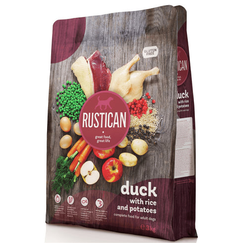 Hrana uscata pentru caini adulti Rustican Rata cu cartofi si orez 3kg